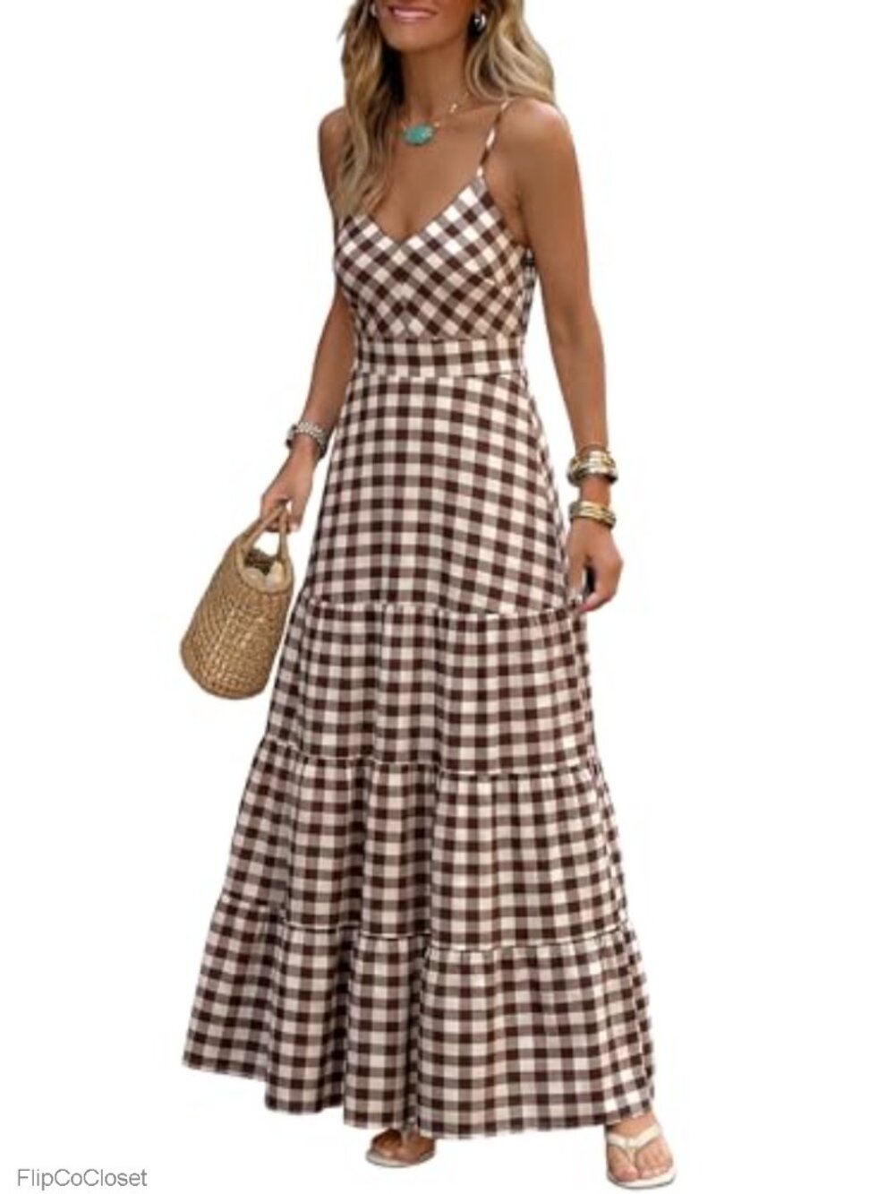 Flowy Spaghetti Strap Maxi Dress A-Line Sleeveless Smocked Back